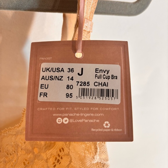 PANACHE Sz 36J Envy Lace Trim Bra in Chai NEW Underwire Adjustable Straps Back - Picture 5 of 10